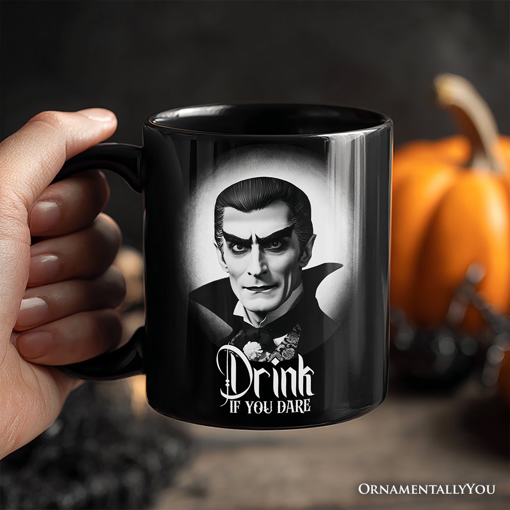 Dracula Spooky Portrait Personalized Mug Horror Villain Theme Halloween Gift with Custom Name