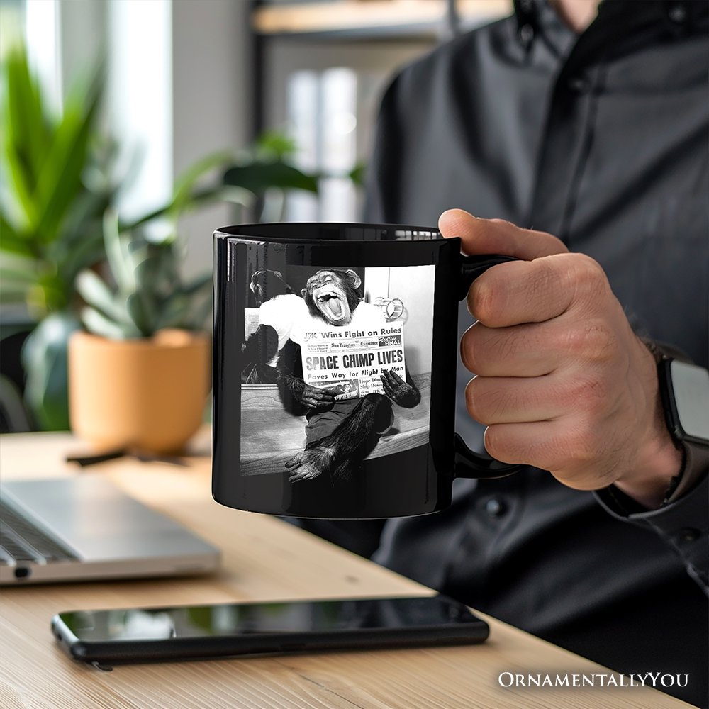 Ham The Space Chimp Personalized Mug, Historic NASA Monkey Retro Science Gift with Custom Name