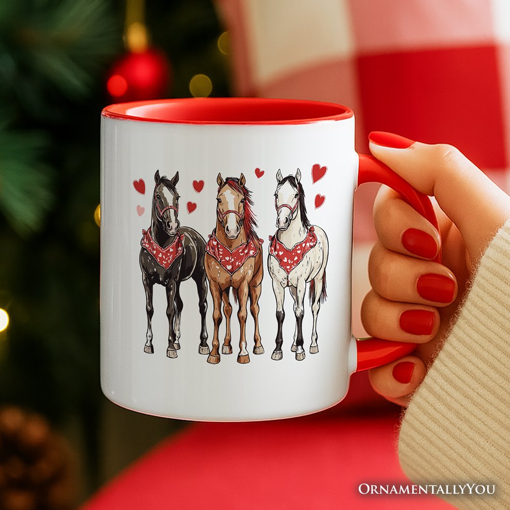 Valentine Horses Western Personalized Mug, Cute Country Lover Gift with Custom Name