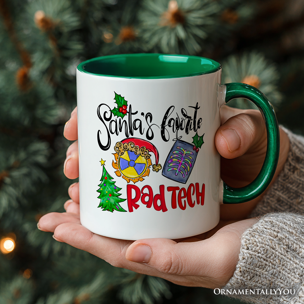 Santa's Favorite Rad Tech Personalized Mug, Radiology Crew Gift with Custom Name