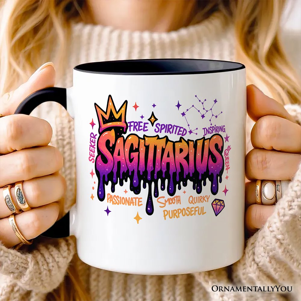 Sagittarius Graffiti Zodiac Personalized Mug, Street Style Astrology Horoscope Gift with Custom Name