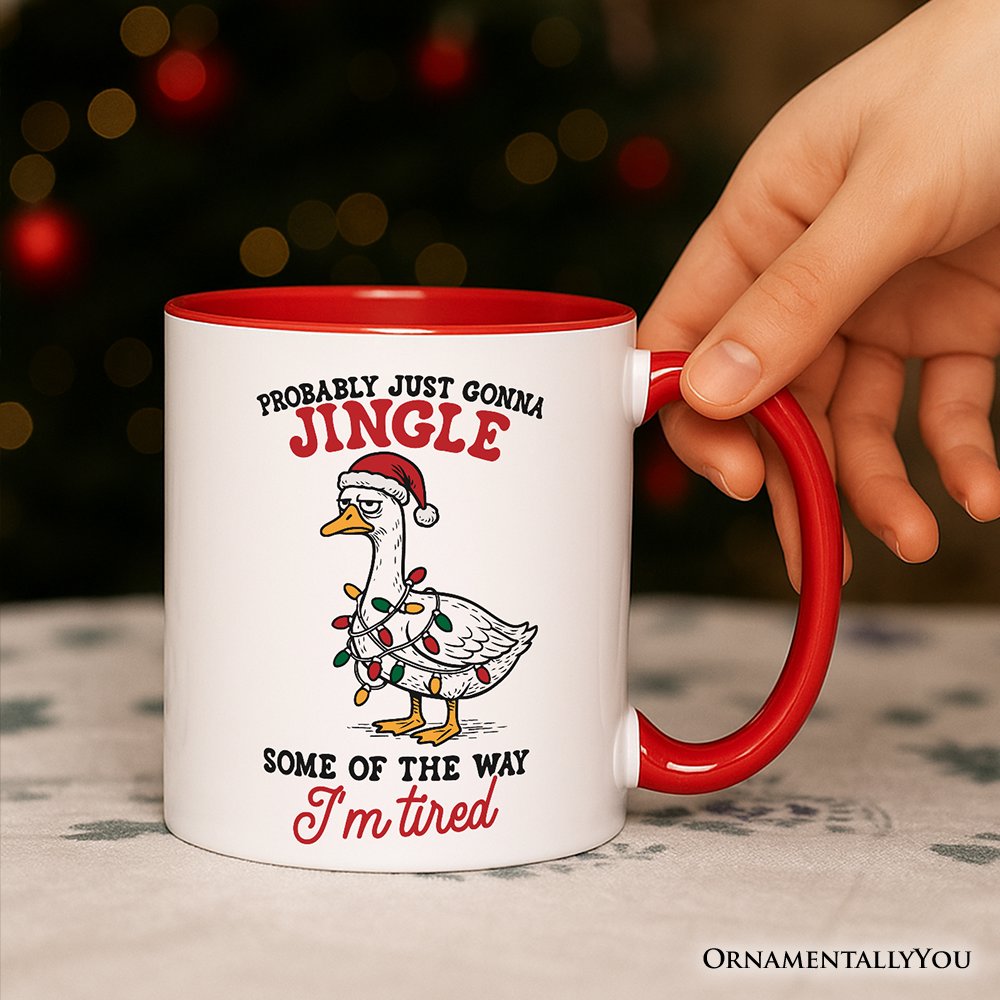 I’m Tired Sarcastic Christmas Goose Personalized Mug, Funny Holiday Humor Gift with Custom Name