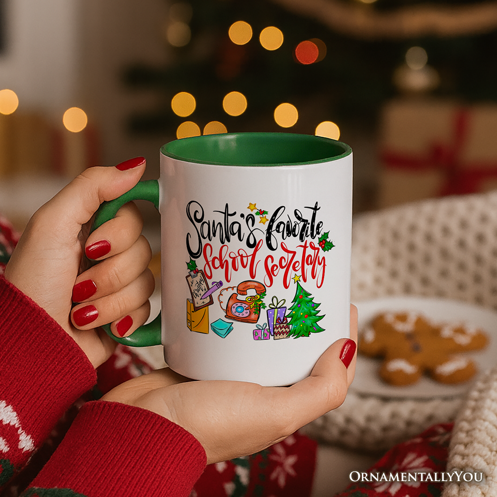 Santa's Favorite School Secretary Personalized Mug, Christmas Appreciation Gift with Custom Name
