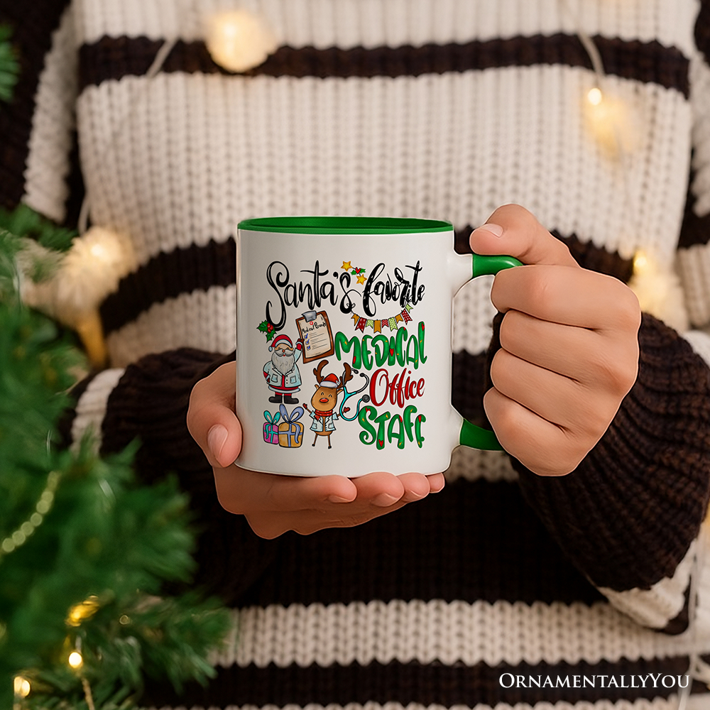 Santa's Favorite Medical Office Staff Personalized Mug, Christmas Appreciation Gift with Custom Name