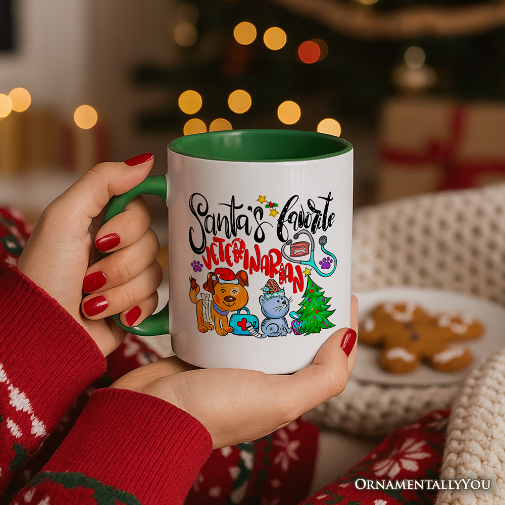 Santa's Favorite Veterinarian Personalized Mug, Veterinary Appreciation Gift with Custom Name