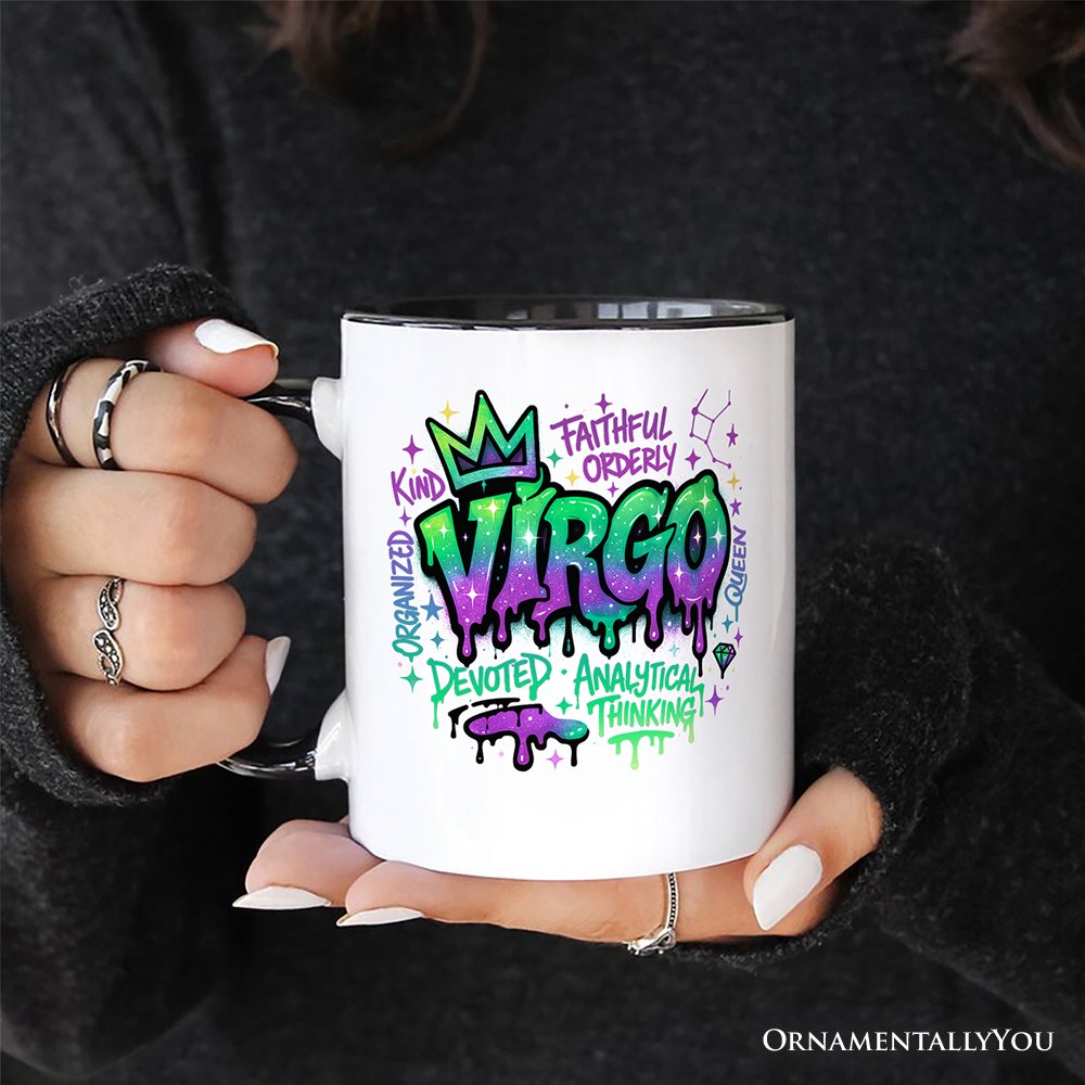 Virgo Graffiti Zodiac Personalized Mug, Street Style Astrology Horoscope Gift with Custom Name