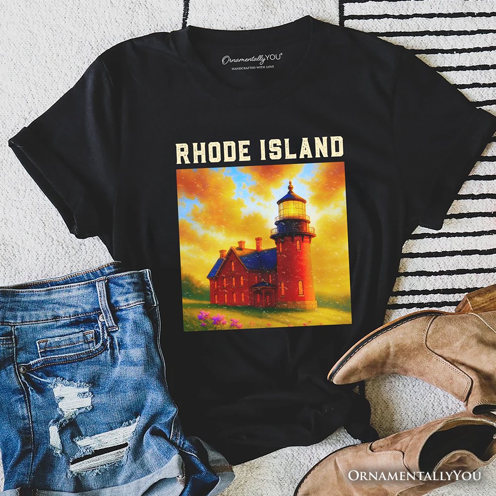 Charming Rhode Island State Southeast Lighthouse T-Shirt, Block Island Coastal Landmark Tee and Seaside Souvenir