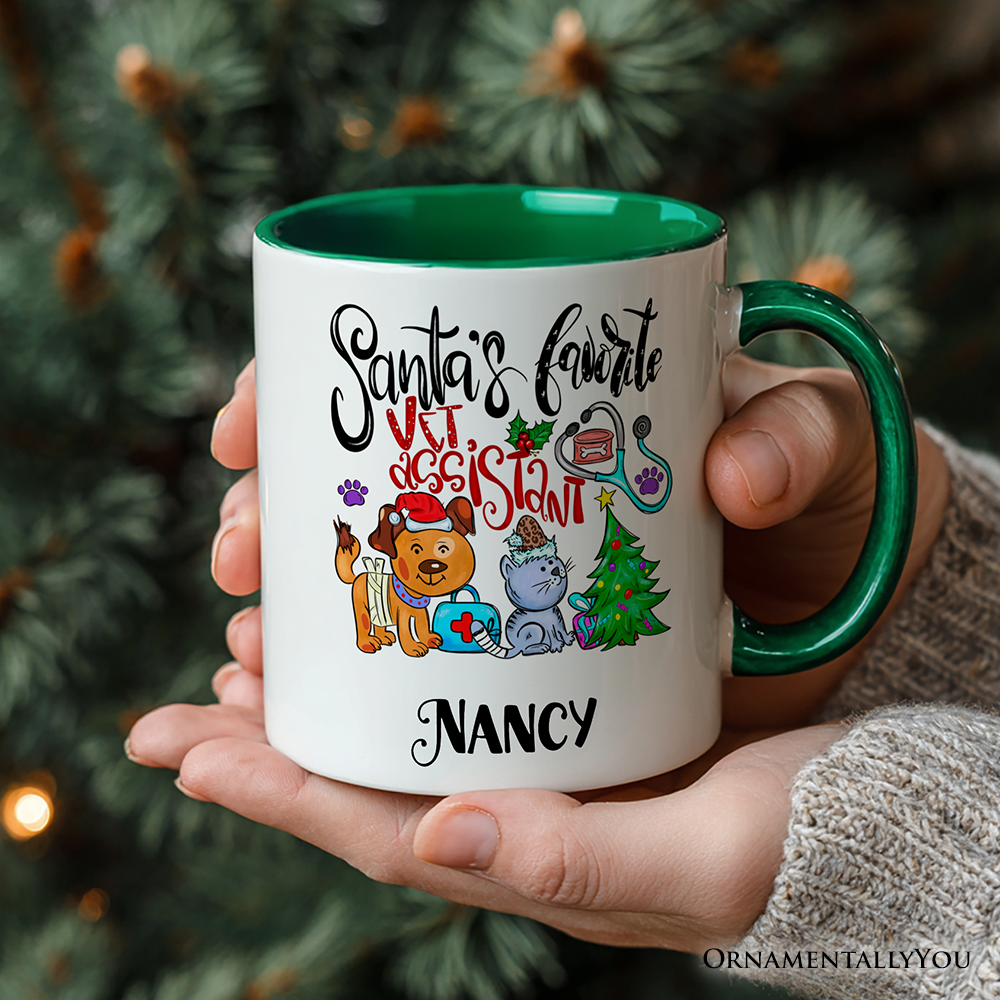 Santa's Favorite Vet Assistant Personalized Mug, Veterinary Appreciation Gift with Custom Name