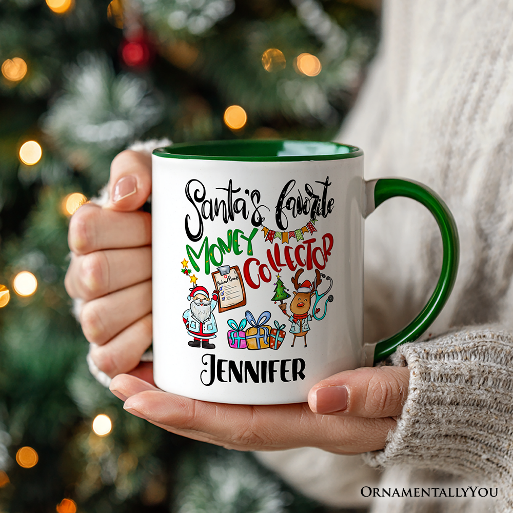 Santa's Favorite Money Collector Personalized Mug, Finance Specialists Christmas Gift with Custom Name
