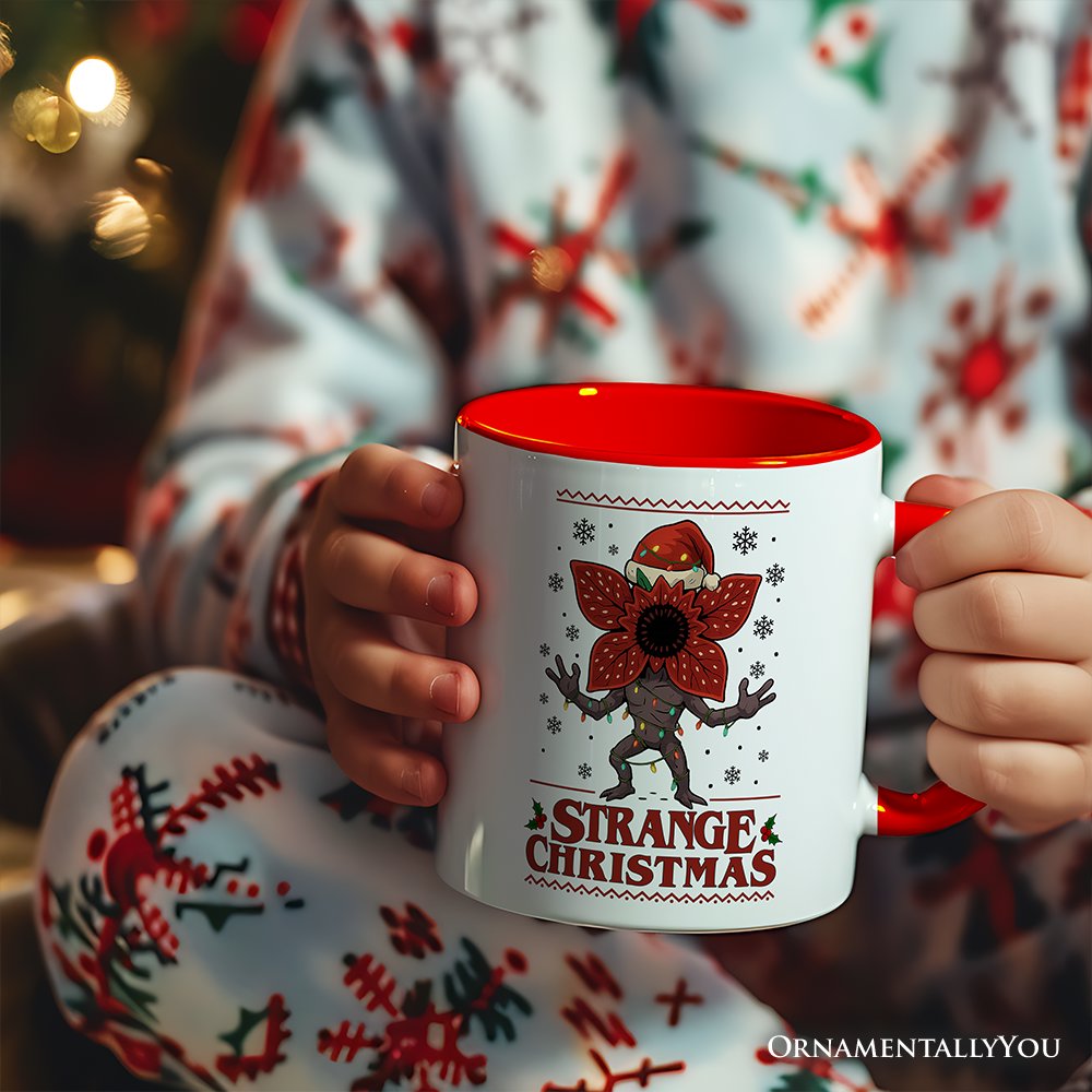 Strange Christmas Retro Personalized Mug, Demon Plant Gift for Horror Lovers with Custom Name
