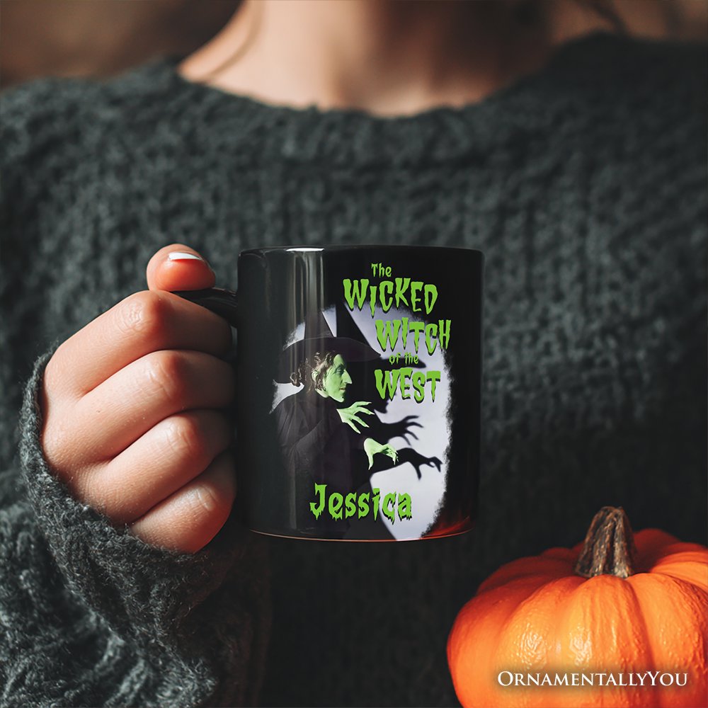 Vintage Wicked Witch of the West Personalized Mug, Wizard of Oz Halloween Gift with Custom Name