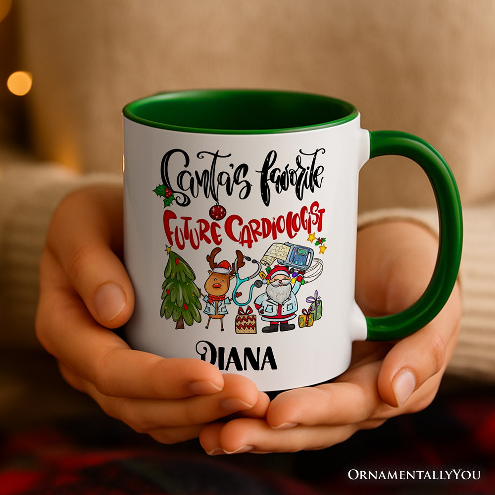 Santa's Favorite Future Cardiologist Personalized Mug, Medical Student Gift with Custom Name