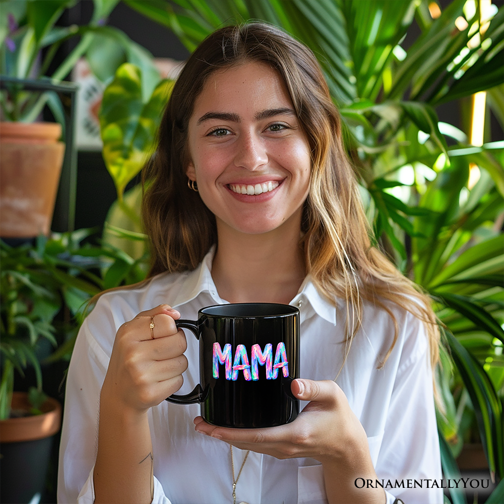 Mama Brushstroke Mug, Printed Faux Oil Paint Colorful Trendy Mom Gift