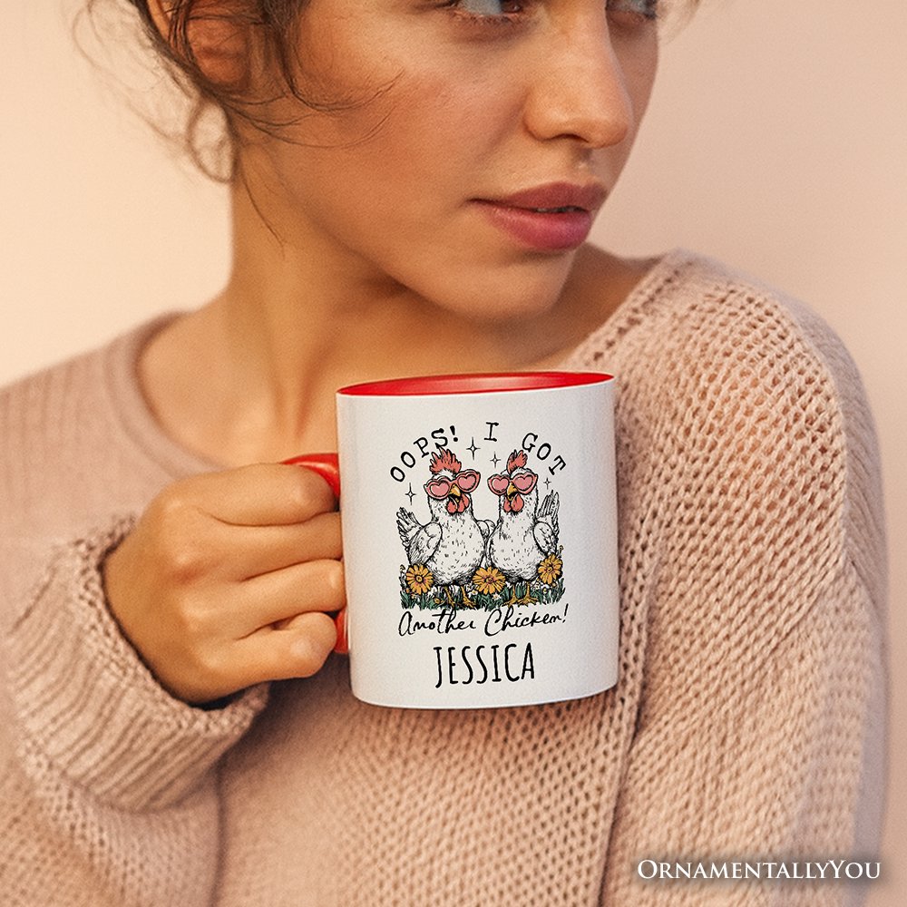Oops I Got Another Chicken Personalized Mug, Funny Farm Animal Gift with Custom Name