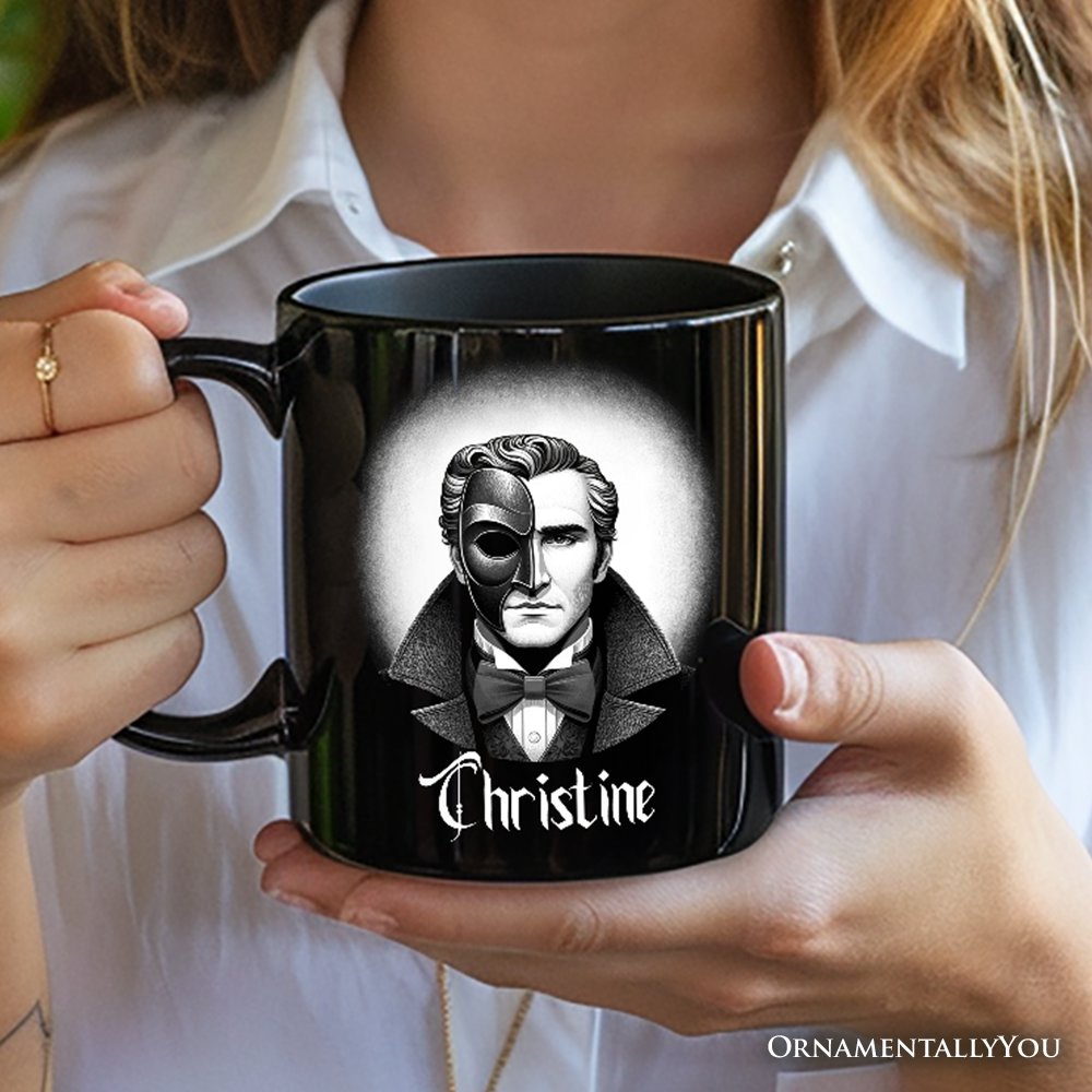 Phantom Opera Spooky Portrait Personalized Mug Horror Villain Theme Halloween Gift with Custom Name