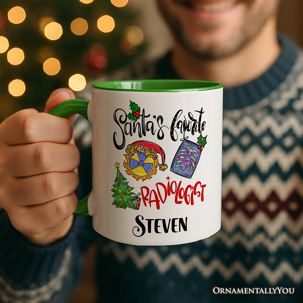 Santa's Favorite Radiologist Personalized Mug, X-Ray Radiology Gift with Custom Name