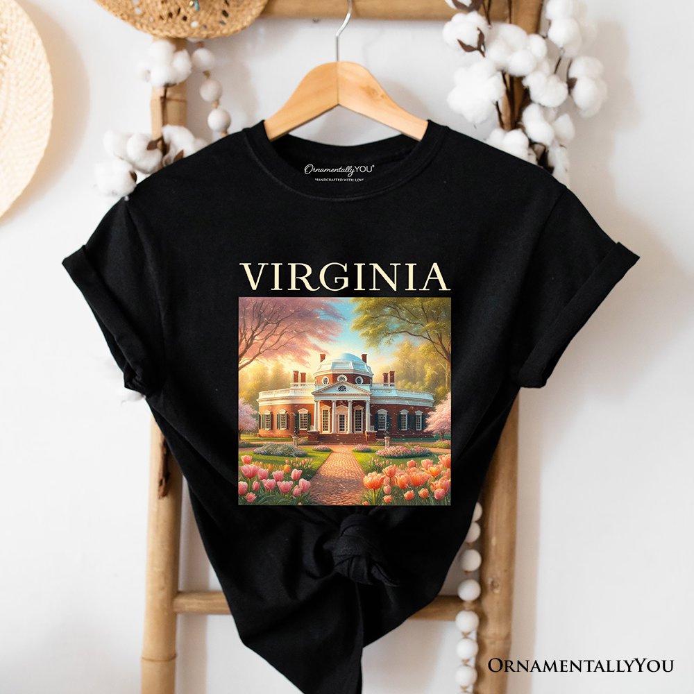 Classic Virginia State Jefferson’s Monticello T-Shirt, Southern Charm Tee and American History Keepsake