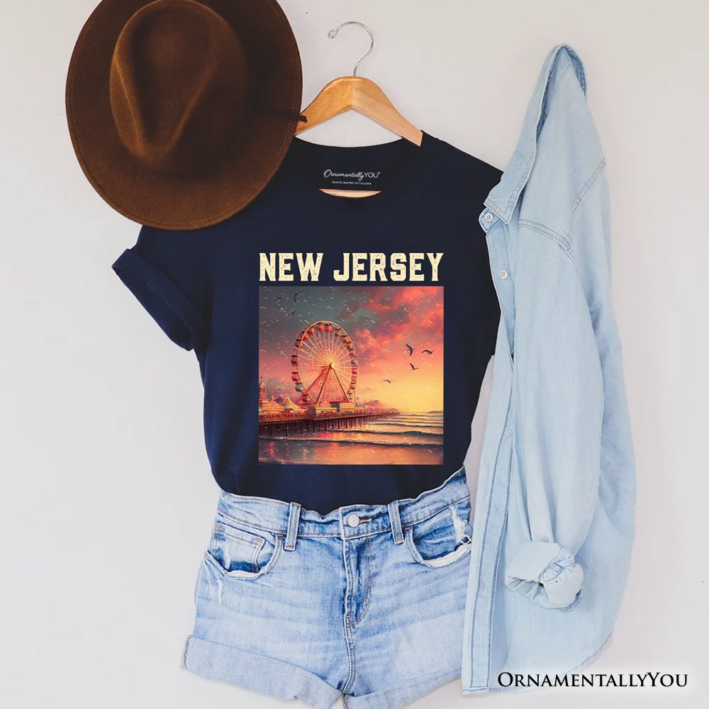 Vibrant The Wheel New Jersey State T-Shirt, Atlantic City Shore Tee and East Coast Souvenir