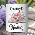40th Birthday Pink Flowers Book Personalized Mug, Chapter 40 Gift With Custom Name