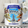 Artistic Nebraska State Themes and Landmarks Personalized Mug With Custom Name