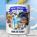 Artistic New Jersey State Themes and Landmarks Personalized Mug With Custom Name