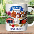 Artistic Vermont State Themes and Landmarks Personalized Mug With Custom Name