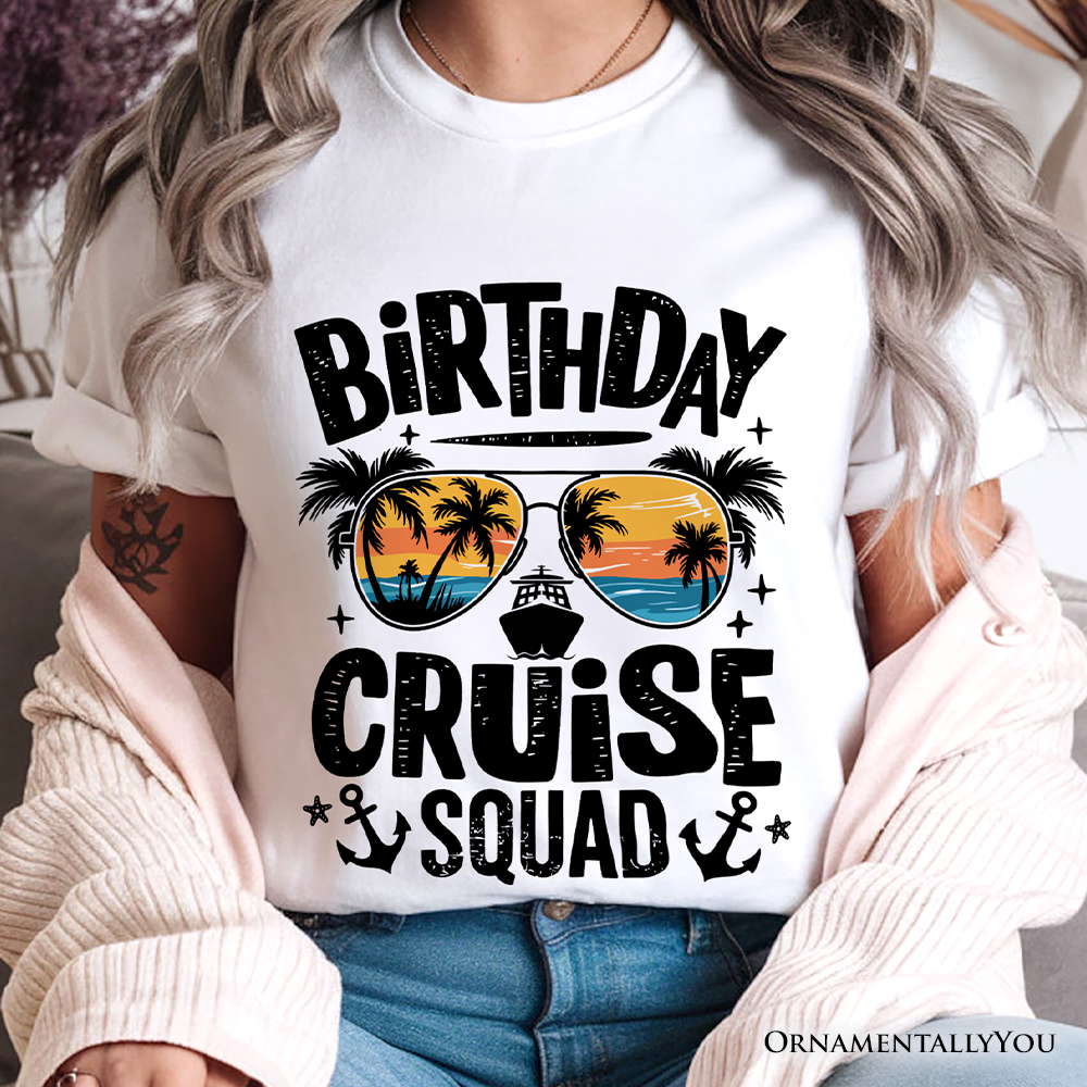 Birthday Cruise Squad T-Shirt, Tropical Vacation Cruise Trip Tee