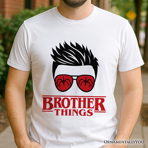 Brother Things Retro T-Shirt, Red Glasses Family Matching Tee