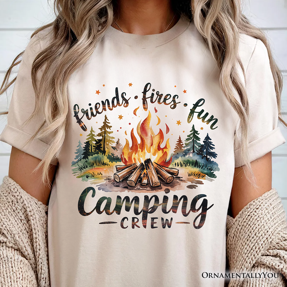 Camping Crew Campfire T-Shirt, Friends Fires Fun Outdoor Tee
