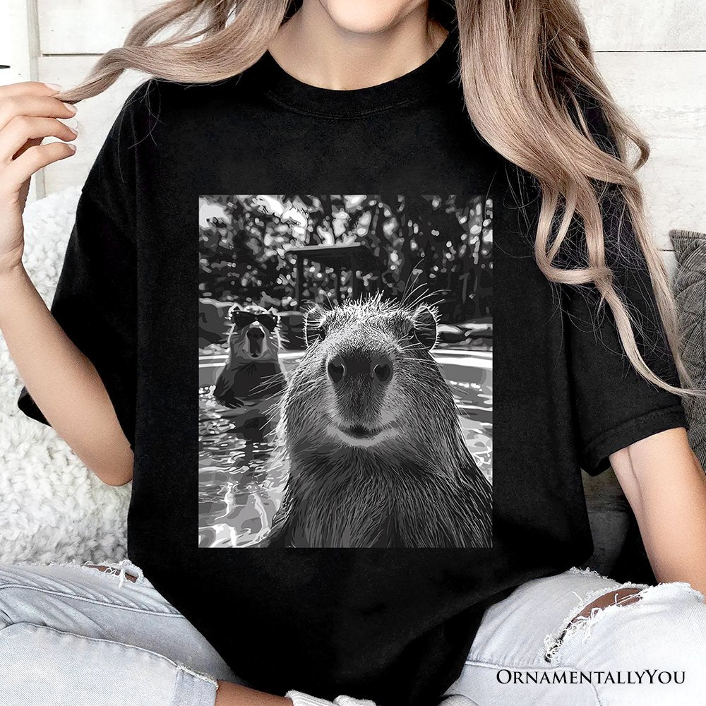 Capybara Selfie Funny T-Shirt, Meme Animal Photo Style Tee