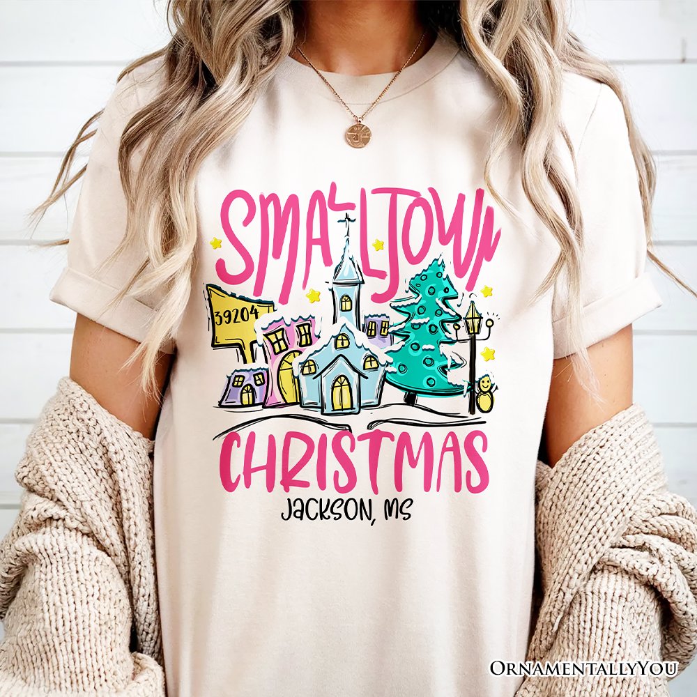 Custom Zipcode Small Town Christmas T-Shirt, Personalized Christian City State Tee