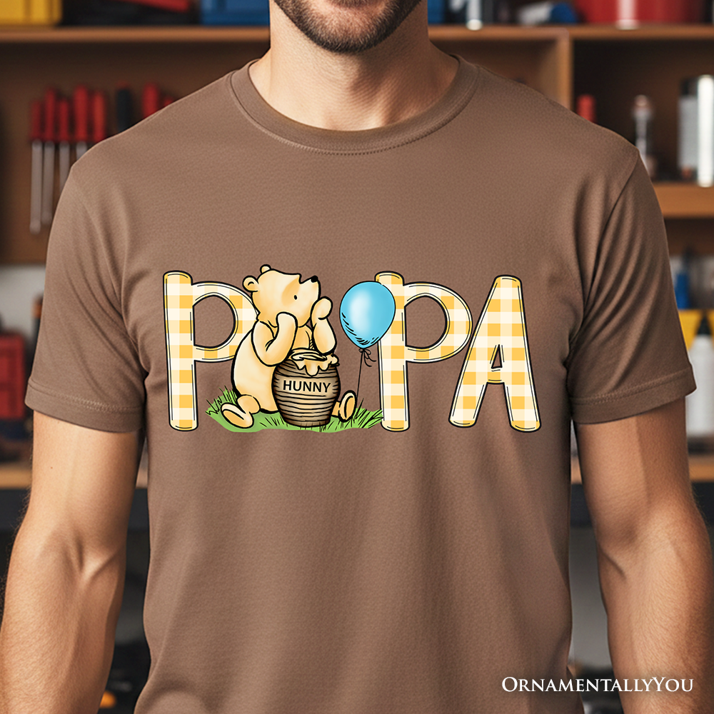 Gingham Bear Papa T-Shirt, Honey Bear Family Tee