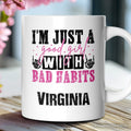 Good Girl with Bad Habits Personalized Mug, Grunge Skeleton Hands Rebellious Gift With Custom Name