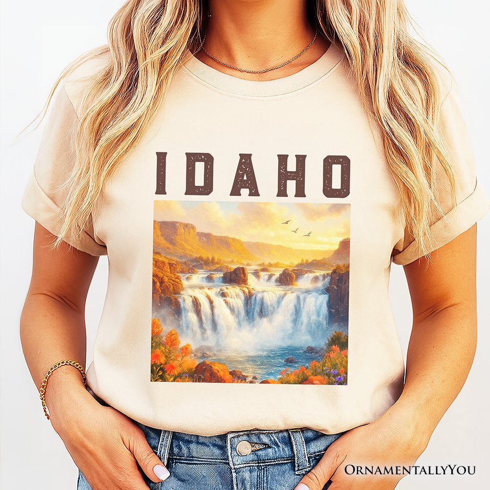 Majestic Idaho State Shoshone Falls T-Shirt, Scenic Waterfall Tee and Nature Travel Souvenir