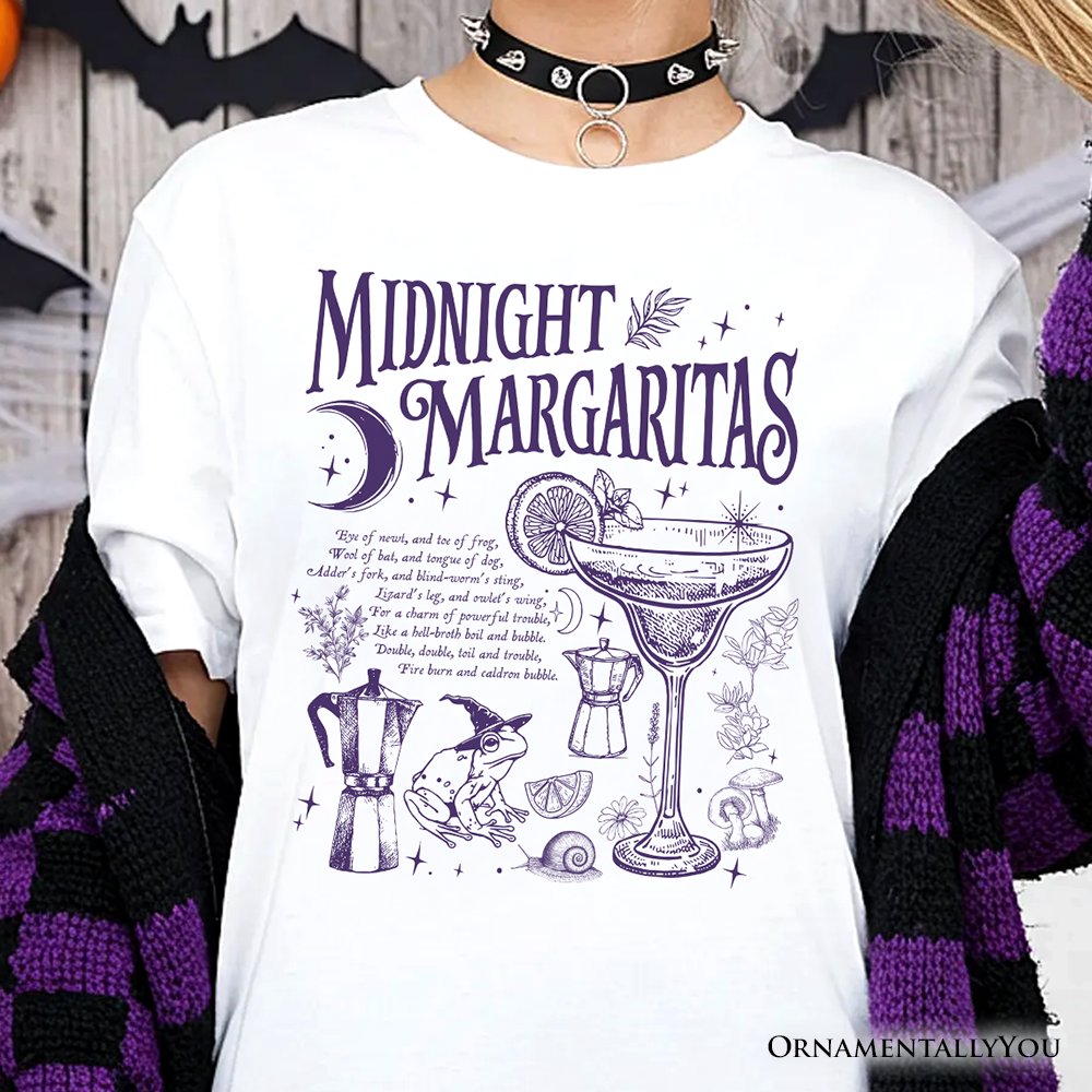 Midnight Margaritas Halloween T-Shirt, Whimsical Tee for Drinking Witches
