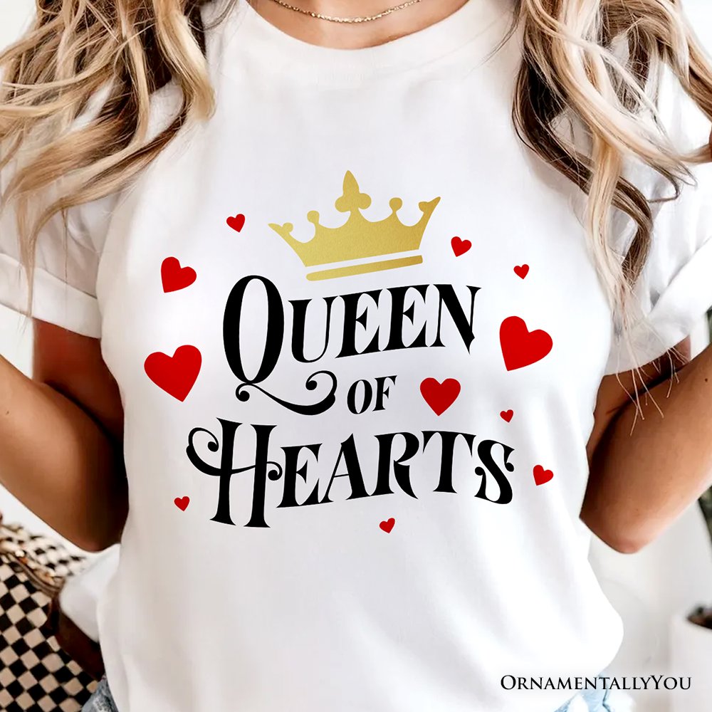 Queen of Hearts Crown T-Shirt, Royal Retro Valentine Tee