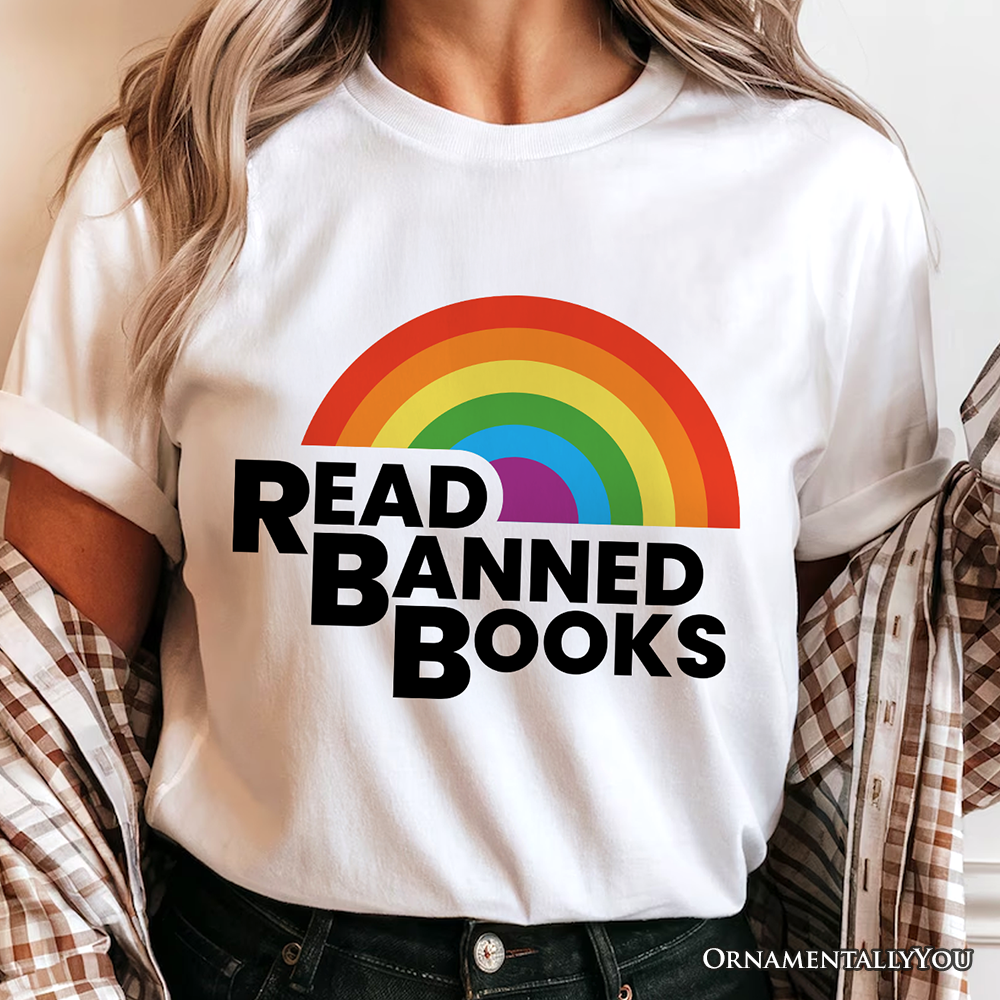 Read Banned Books Rainbow Retro T-Shirt, Bookish Freedom Tee