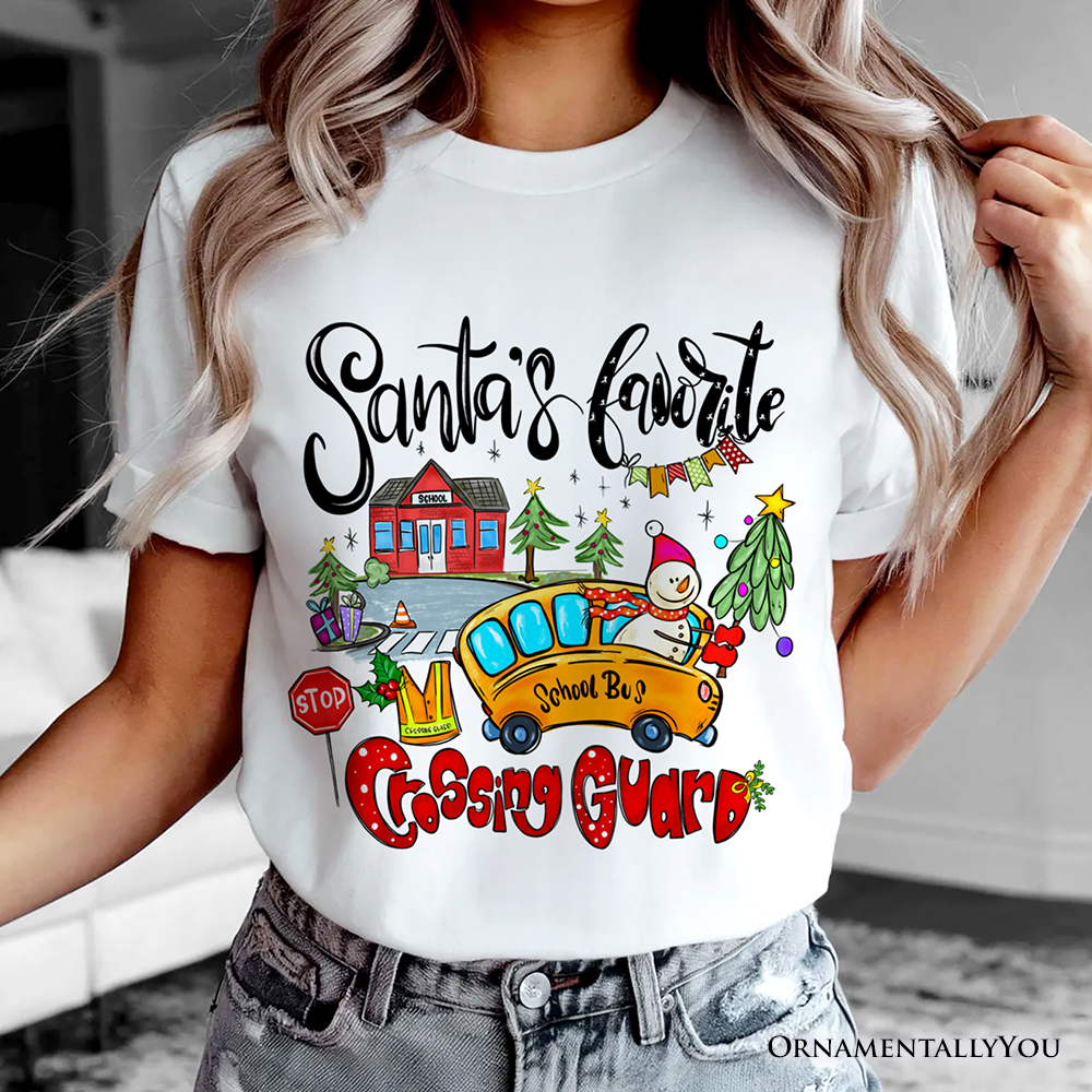 Santa's Favorite Crossing Guard T-Shirt, Merry Christmas School Zone Tee