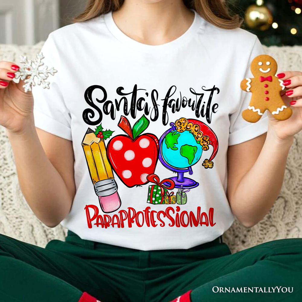 Santa's Favorite Paraprofessional T-Shirt, Merry Christmas Classroom Helper Tee