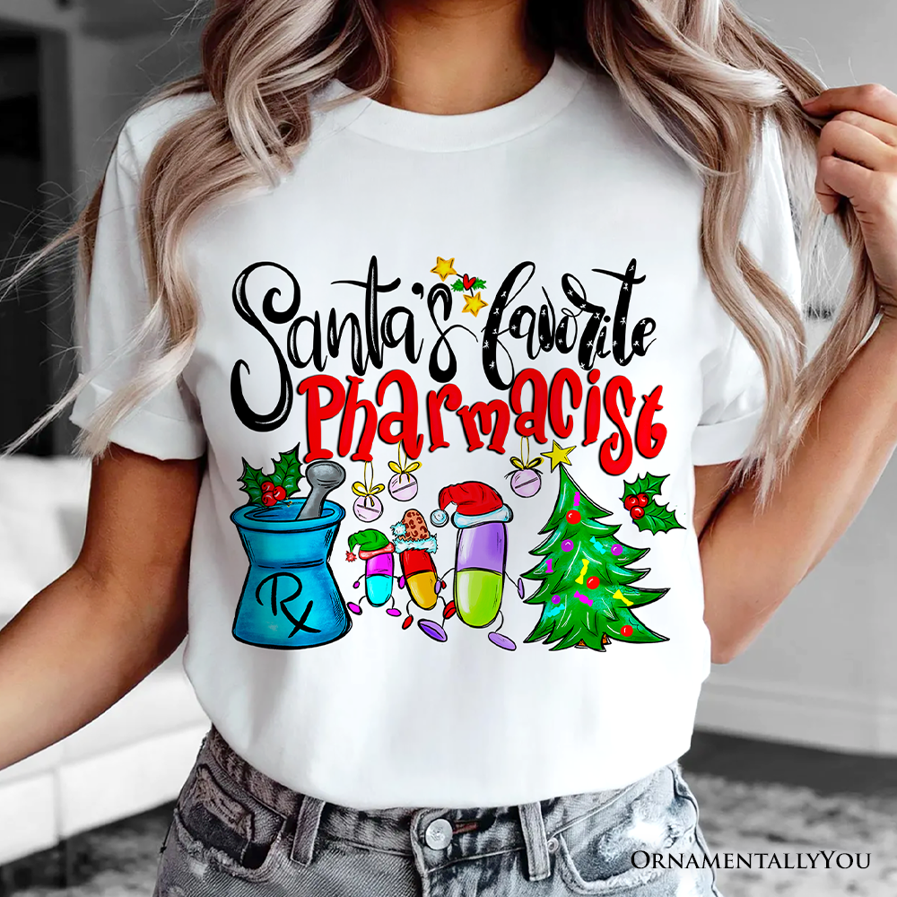 Santa's Favorite Pharmacist T-Shirt, Merry Christmas Pharmacy Tee