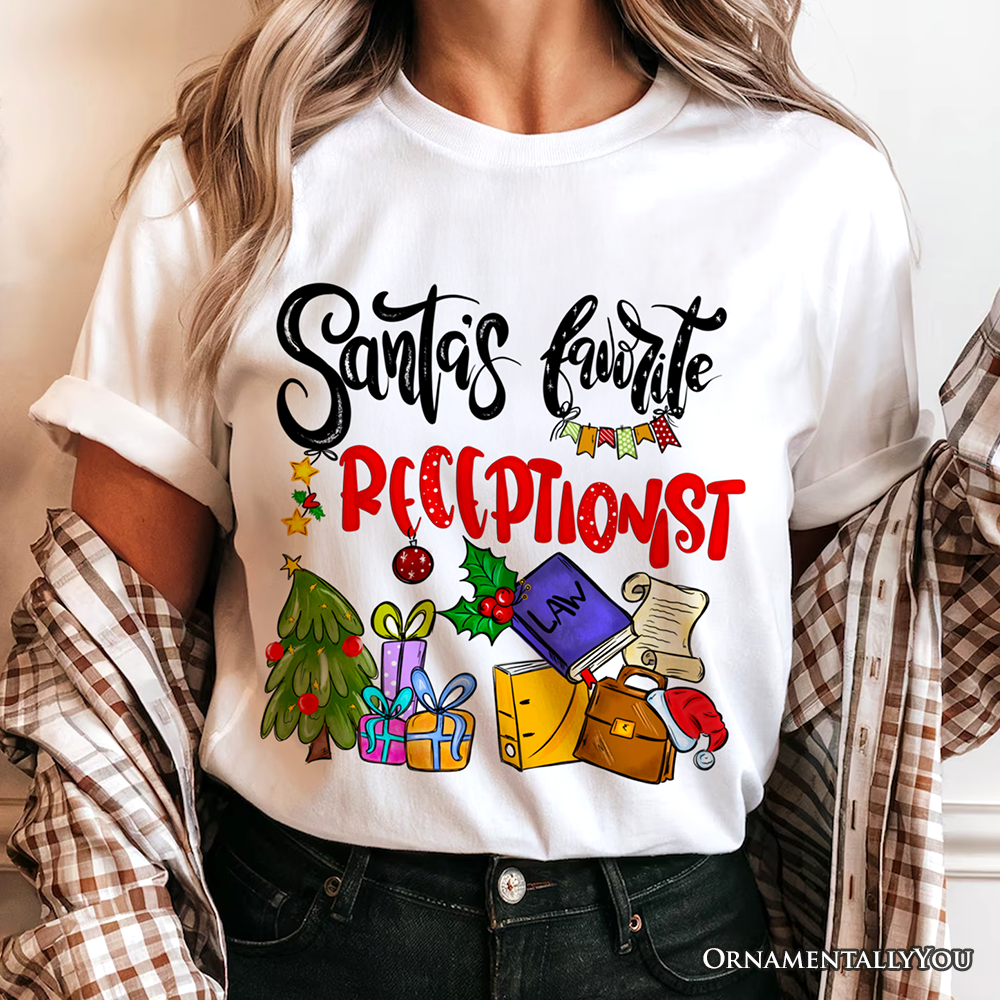 Santa’s Favorite Receptionist T-Shirt, Merry Christmas Front Desk Tee