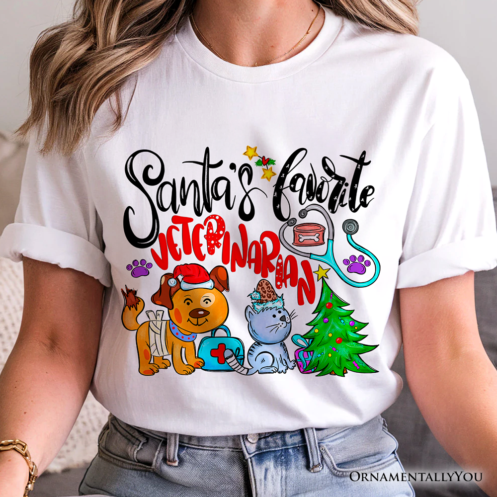 Santa’s Favorite Veterinarian T-Shirt, Merry Christmas Pet Care Tee