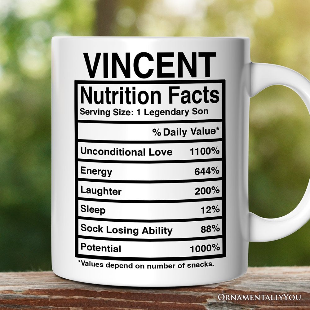 Son Nutrition Facts Personalized Mug, Birthday Gift with Custom Name