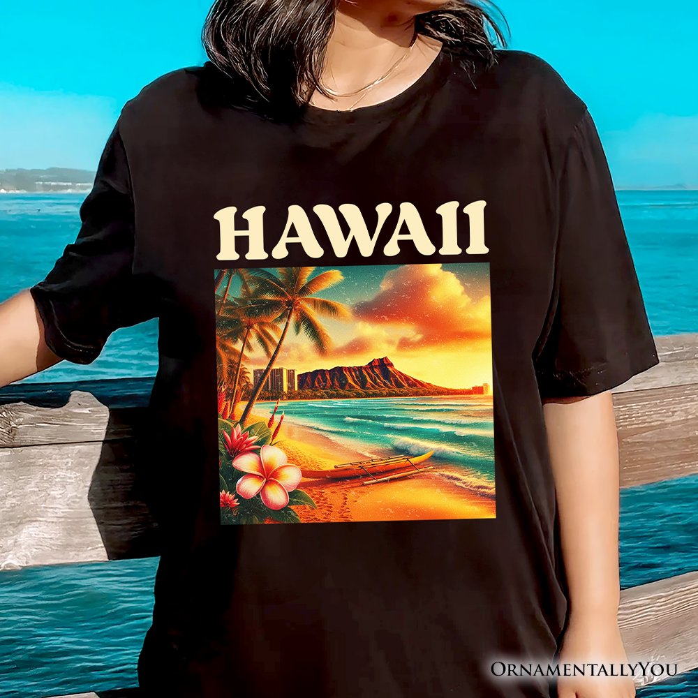 Tropical Hawaii Island State T-Shirt, Vibrant Diamond Head Seaside Tee and Honolulu Souvenir
