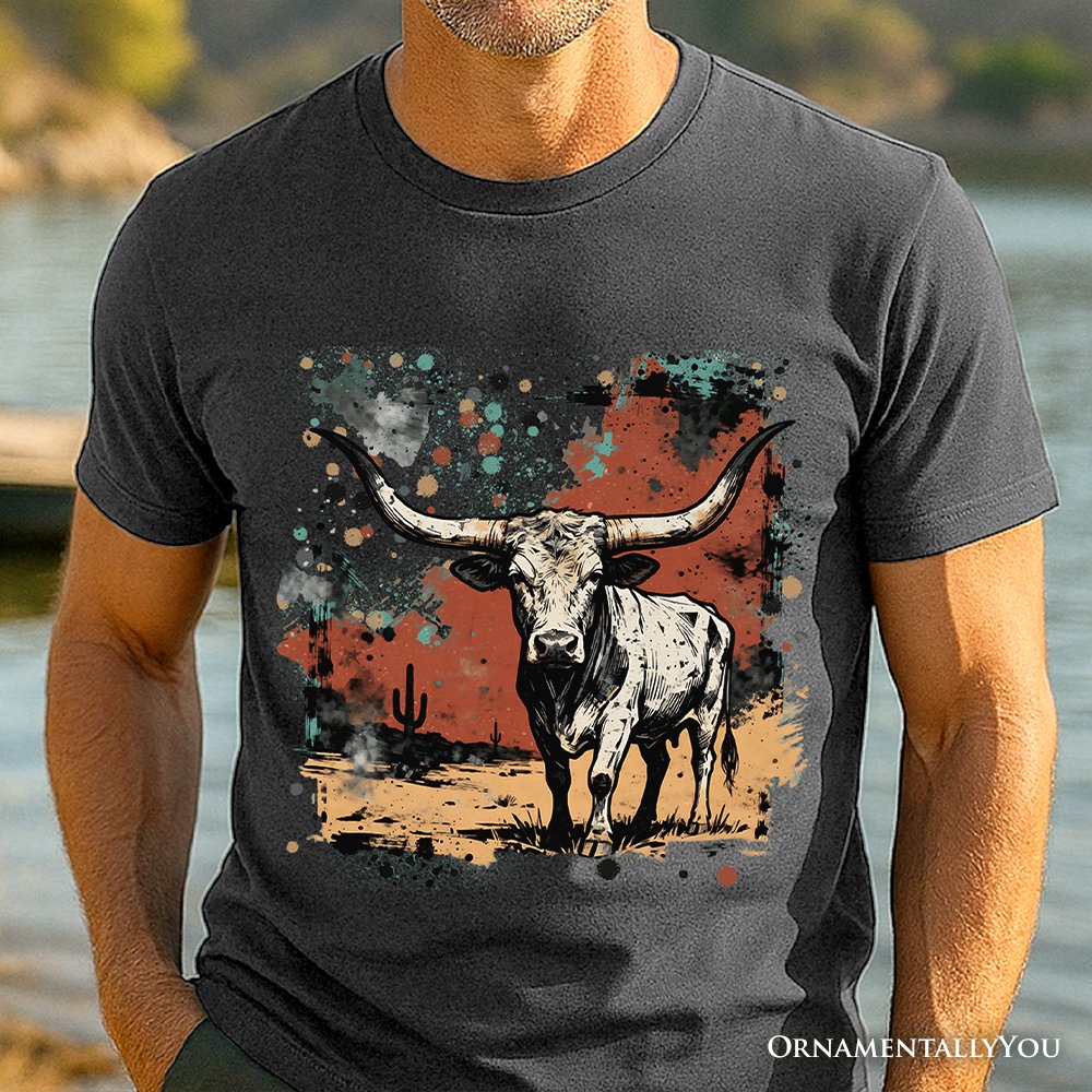 Western Longhorn Bull T-Shirt, Cowboy Rodeo Tee