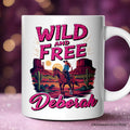 Wild And Free Western Personalized Mug, Woman Gift With Custom Name