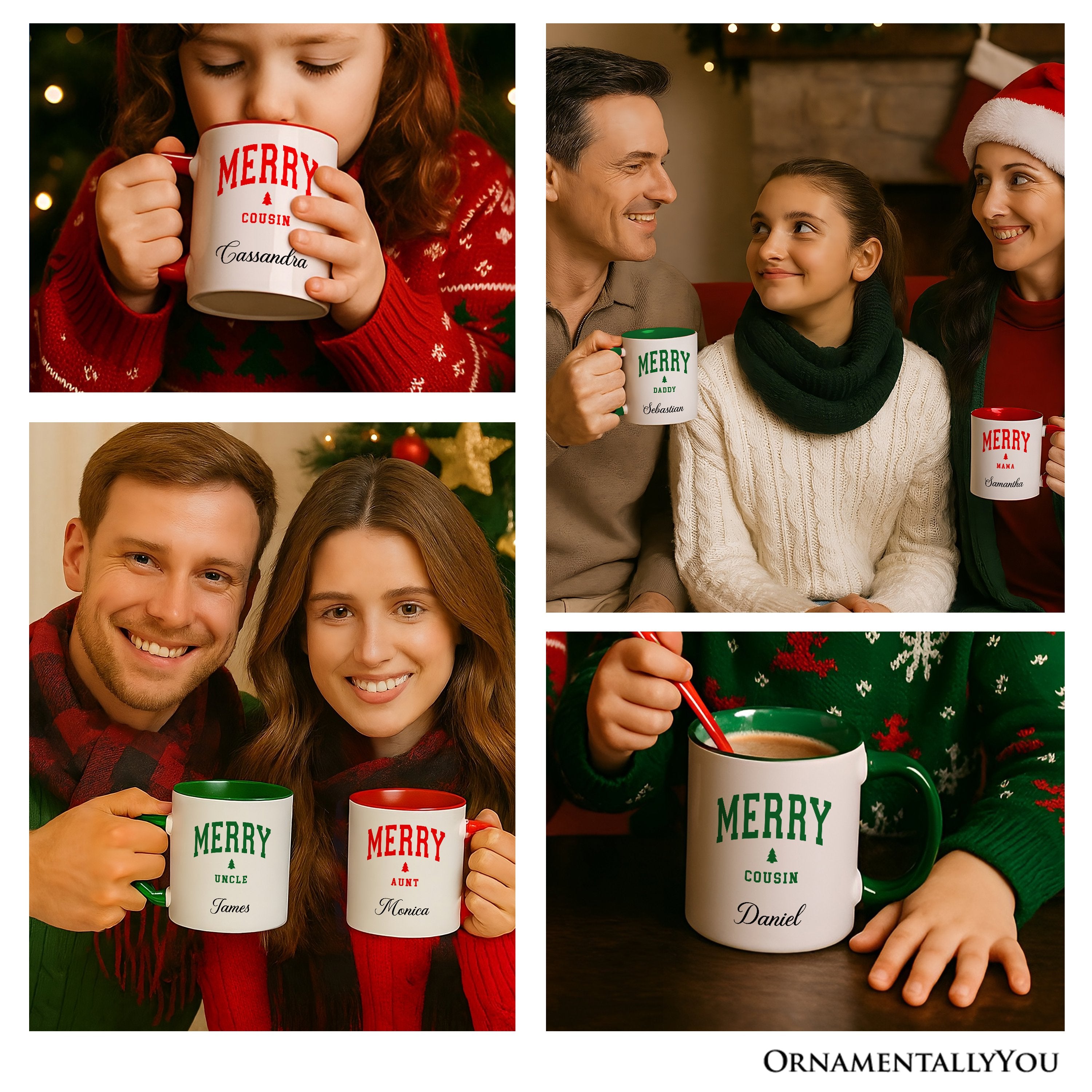 Merry Brother Retro Christmas Personalized Mug, Matching Family Holiday Gift with Custom Name