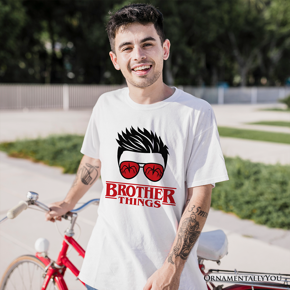 Brother Things Retro T-Shirt, Red Glasses Family Matching Tee