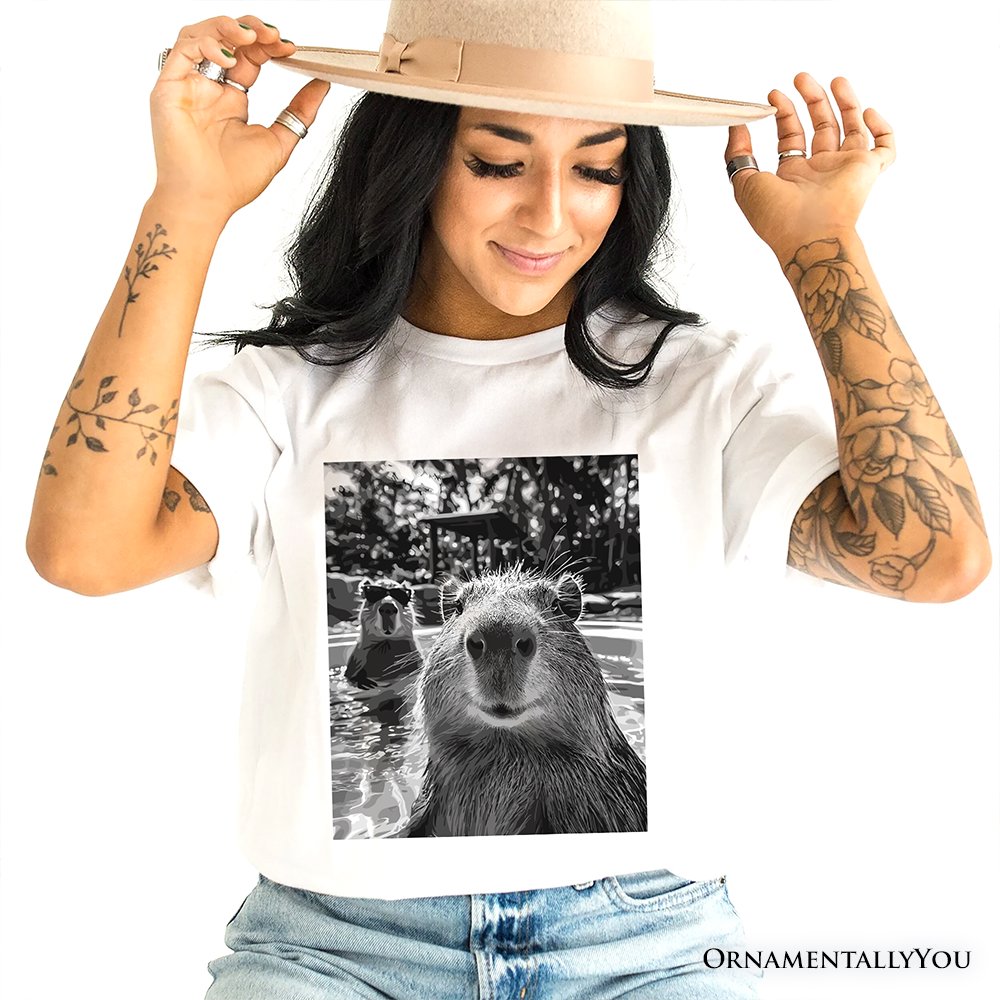 Capybara Selfie Funny T-Shirt, Meme Animal Photo Style Tee