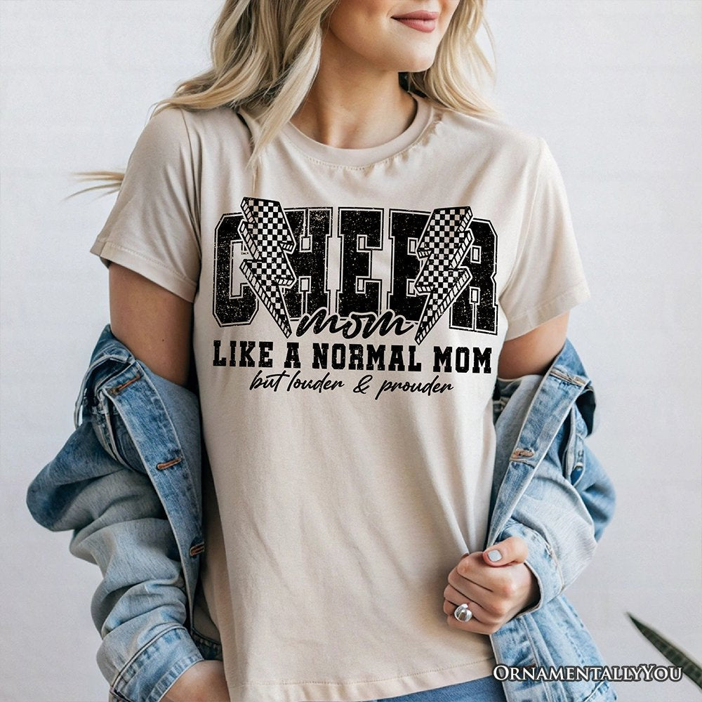 Cheer Mom Lightning T-Shirt, Cheerleader Retro White and Natural Tee for Proud Sports Mothers